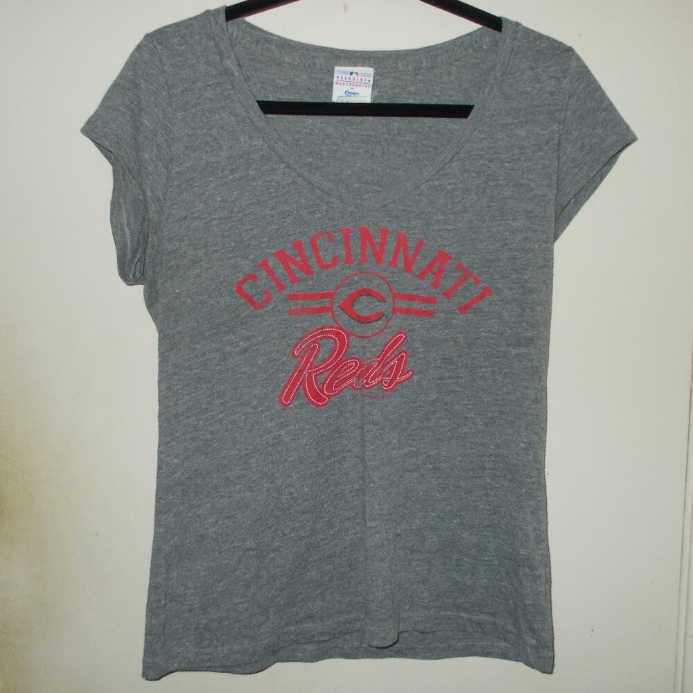 Cincinnati Reds Tee Gray/Red Size Large Final